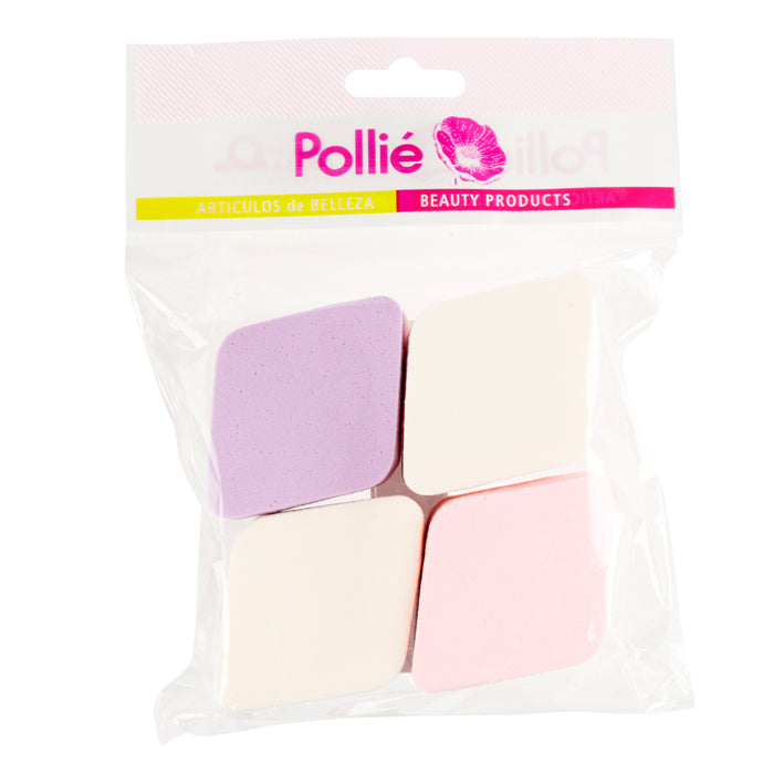 BOLSA 4 ESPONJAS MAQUILLAJE 2TONOS