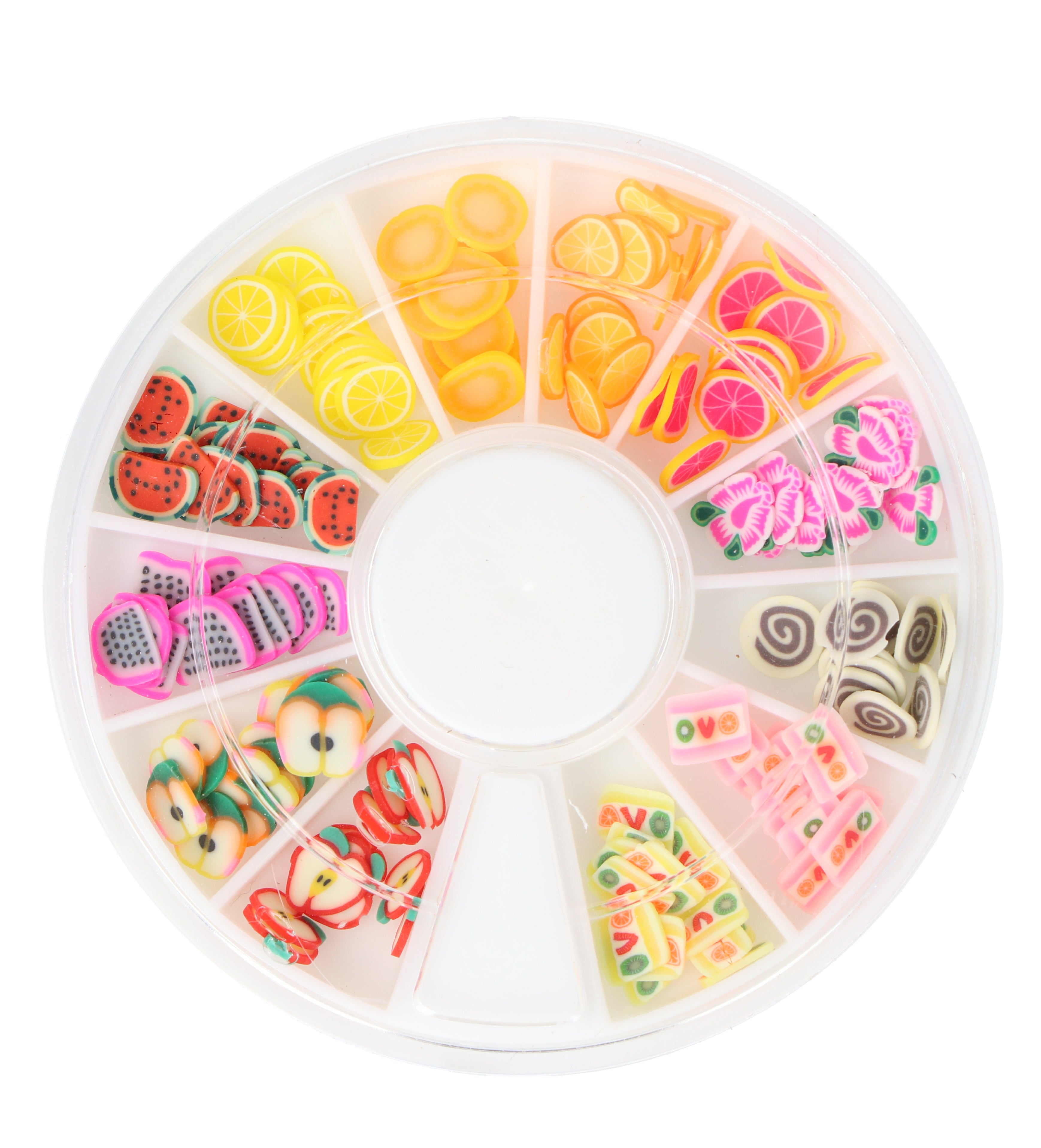 FIMO NAIL ART FLORES Y FRUTASRUEDA 144 UDS