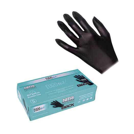 CAJA 100 GUANTES NITRILO NEGRO SIN POLVO PEQÑO