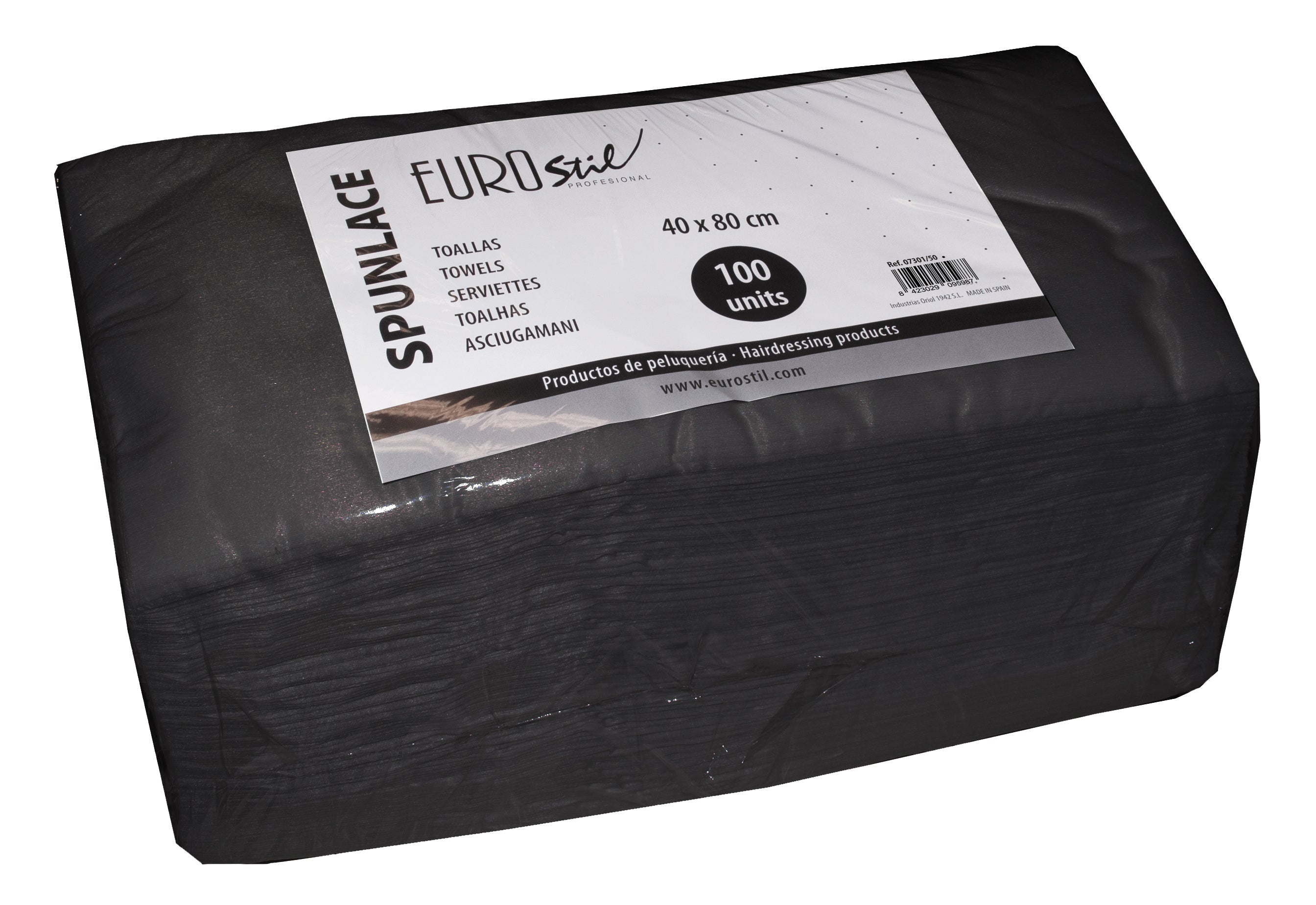 BOLSA 100 TOALLAS 40X80 SPUNLACE NEGRO