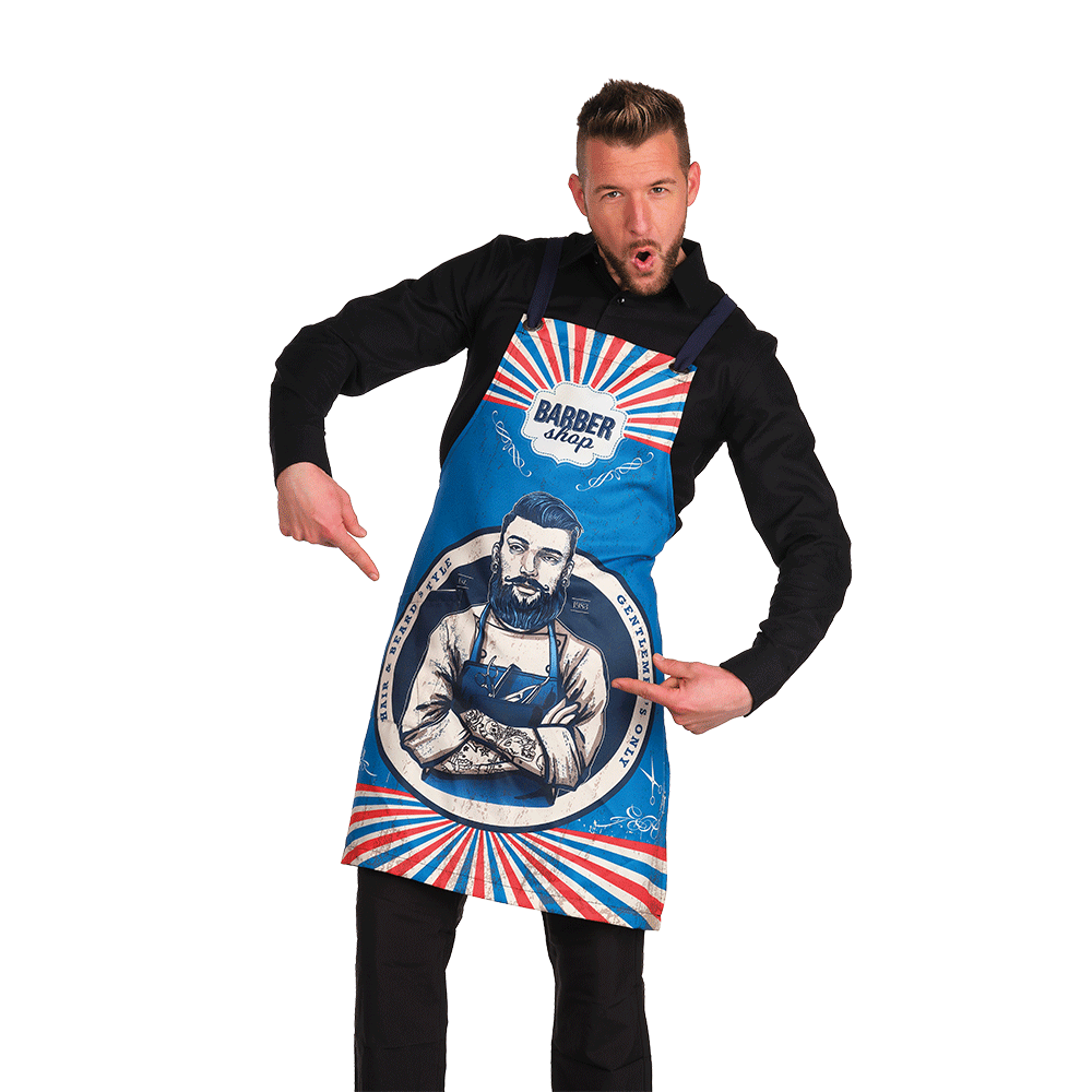 DELANTAL MOD.32206444 BARBERSHOP AZUL