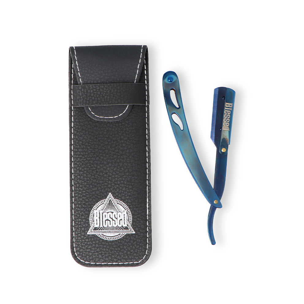 NAVAJA DE MARIPOSA MANGO METAL AZUL BLESSED