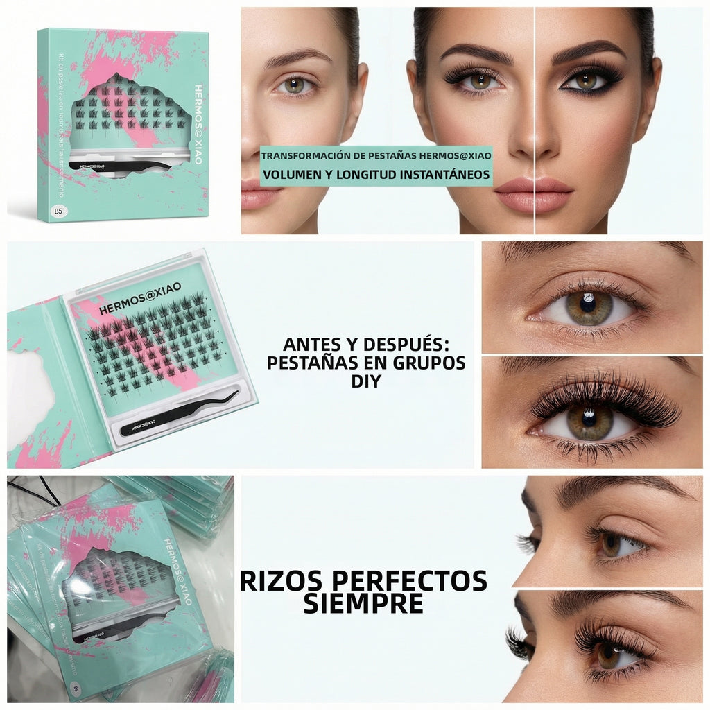 Pestañas en Racimos Autoadhesivas DIY – Volumen y Longitud Instantáneos