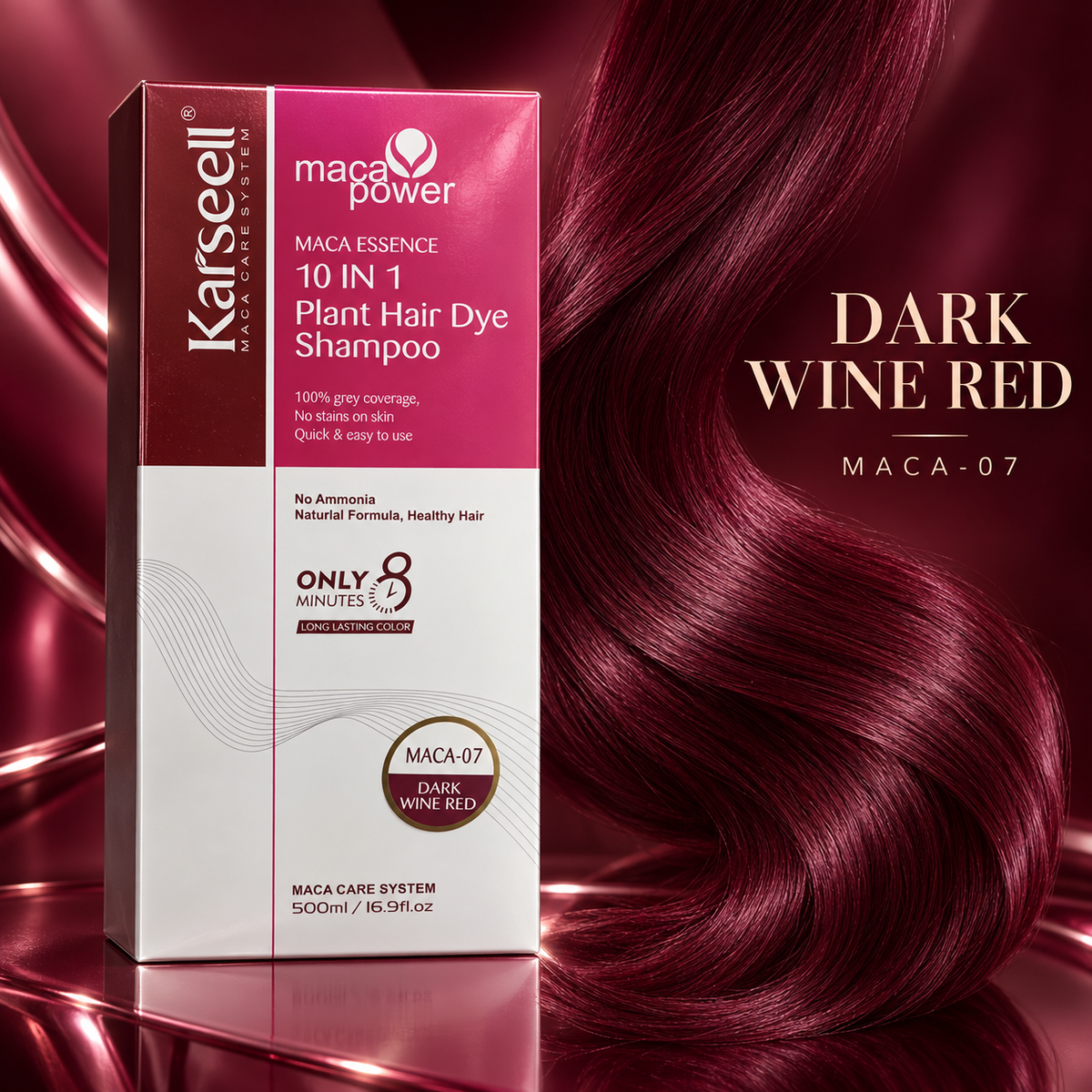 KARSEELL Champú Tinte Castaño Natural  DARK WINE RED  500 ml
