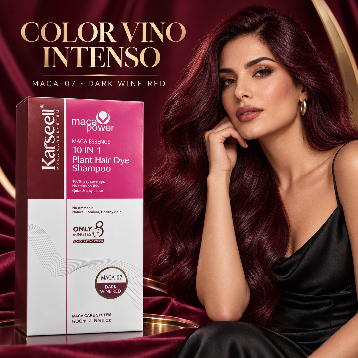 KARSEELL Champú Tinte Castaño Natural  DARK WINE RED  500 ml