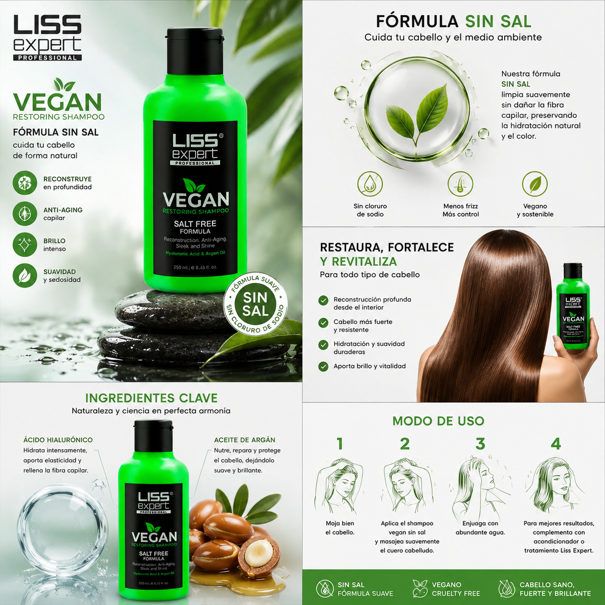 Liss Expert Vegan Restoring Champú Reconstructor sin Sal 250ml