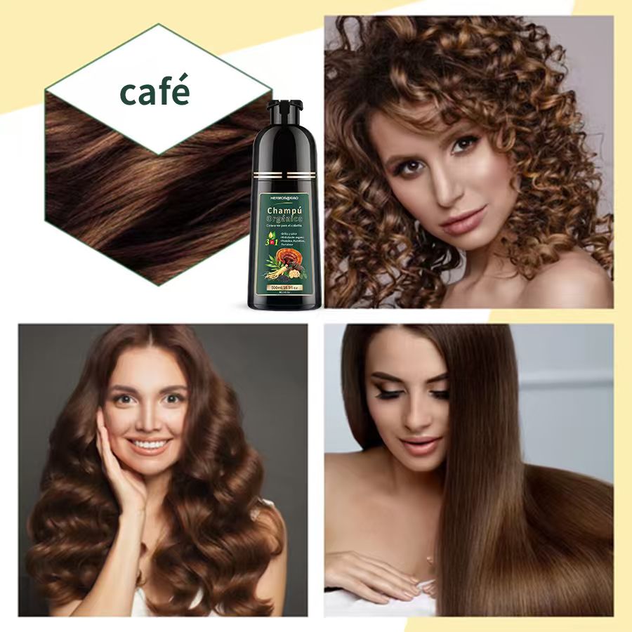 Champú Orgánico Colorante 3 en 1 HERMOSA – Cubre Canas, Aporta Color Natural y Brillo