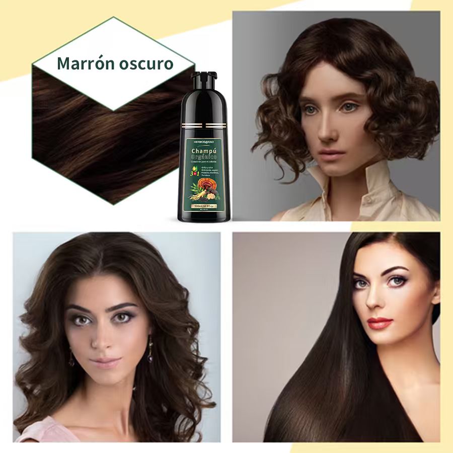 Champú Orgánico Colorante 3 en 1 HERMOSA – Cubre Canas, Aporta Color Natural y Brillo