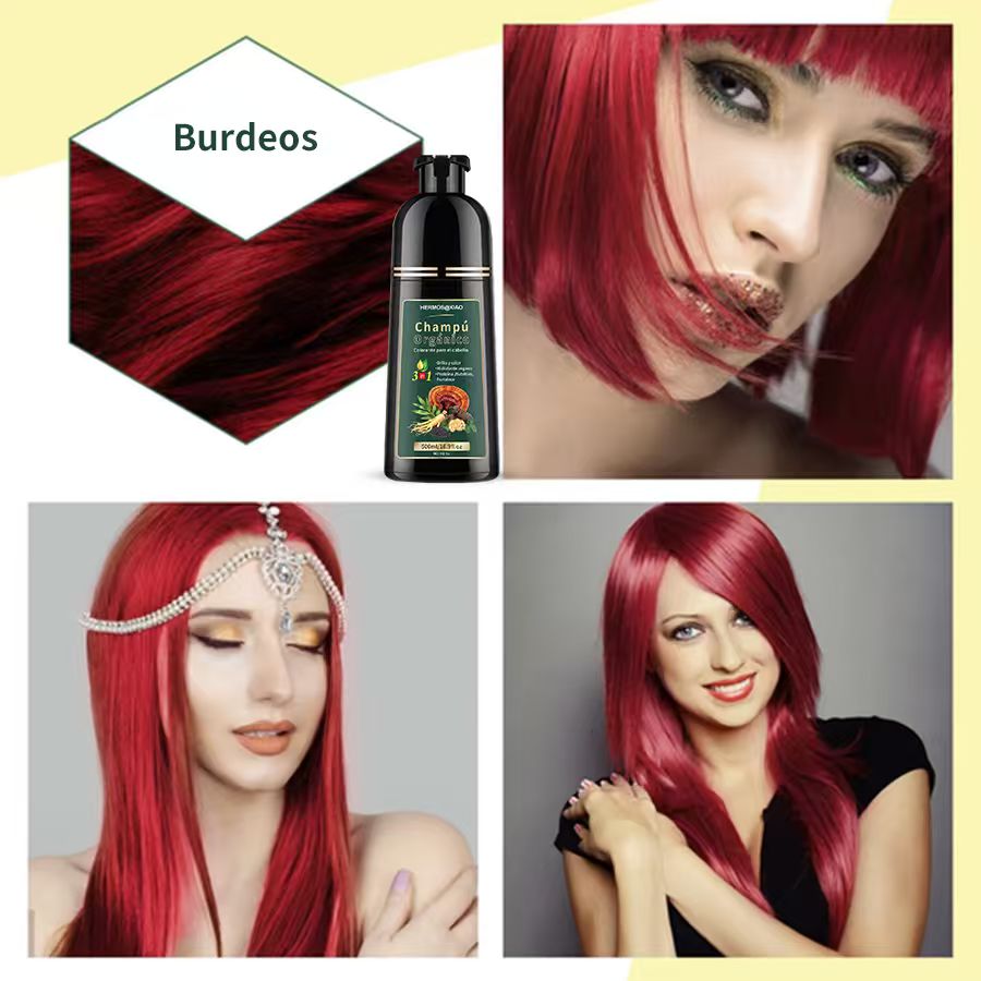 Champú Orgánico Colorante 3 en 1 HERMOSA – Cubre Canas, Aporta Color Natural y Brillo