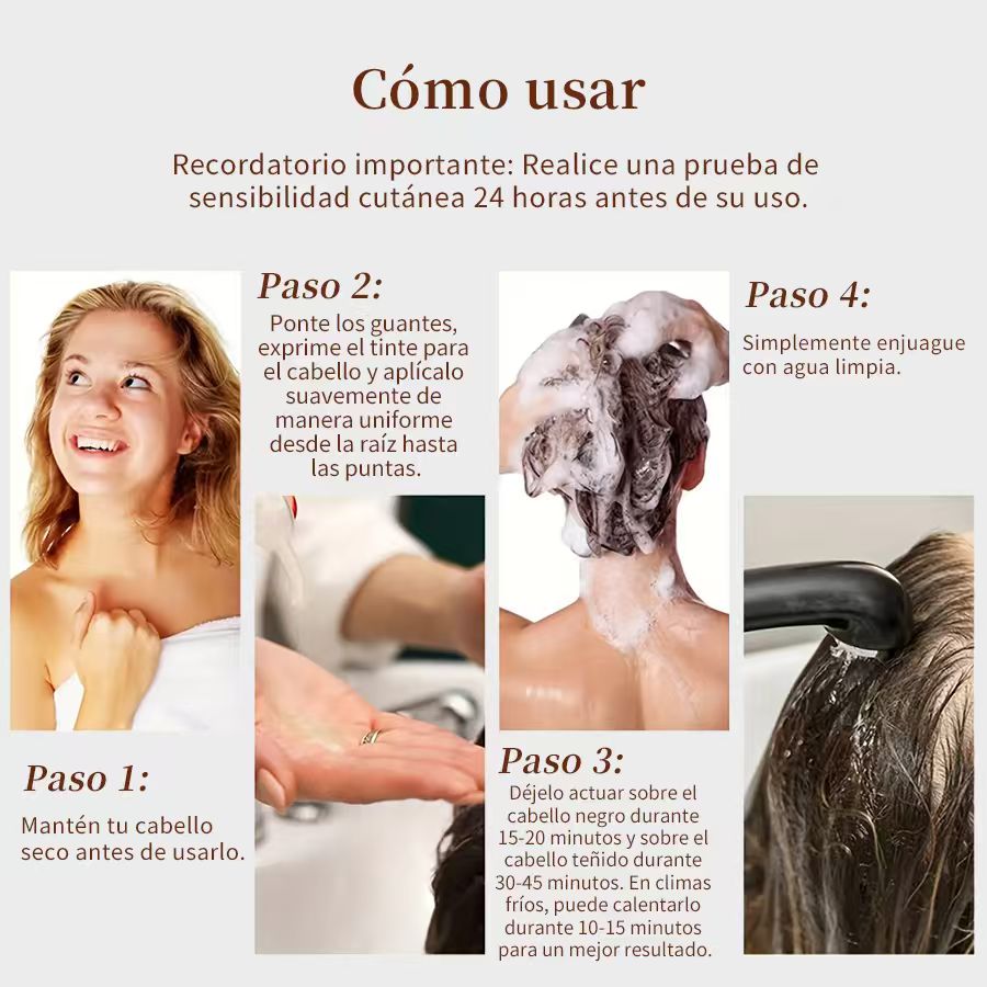 Champú Orgánico Colorante 3 en 1 HERMOSA – Cubre Canas, Aporta Color Natural y Brillo
