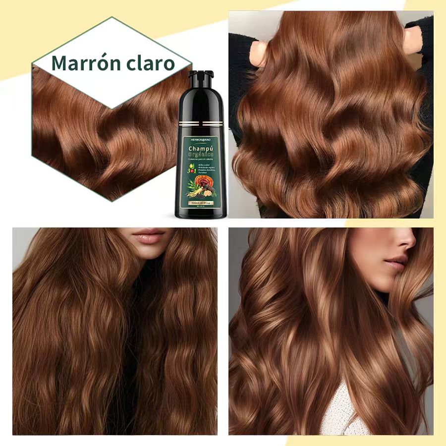 Champú Orgánico Colorante 3 en 1 HERMOSA – Cubre Canas, Aporta Color Natural y Brillo
