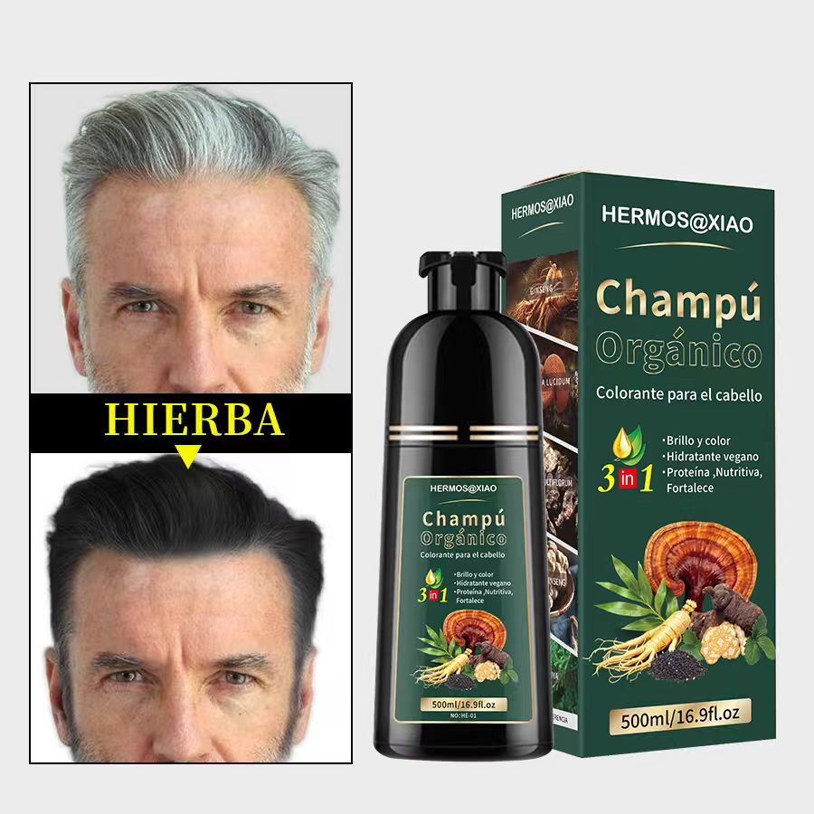 Champú Orgánico Colorante 3 en 1 HERMOSA – Cubre Canas, Aporta Color Natural y Brillo