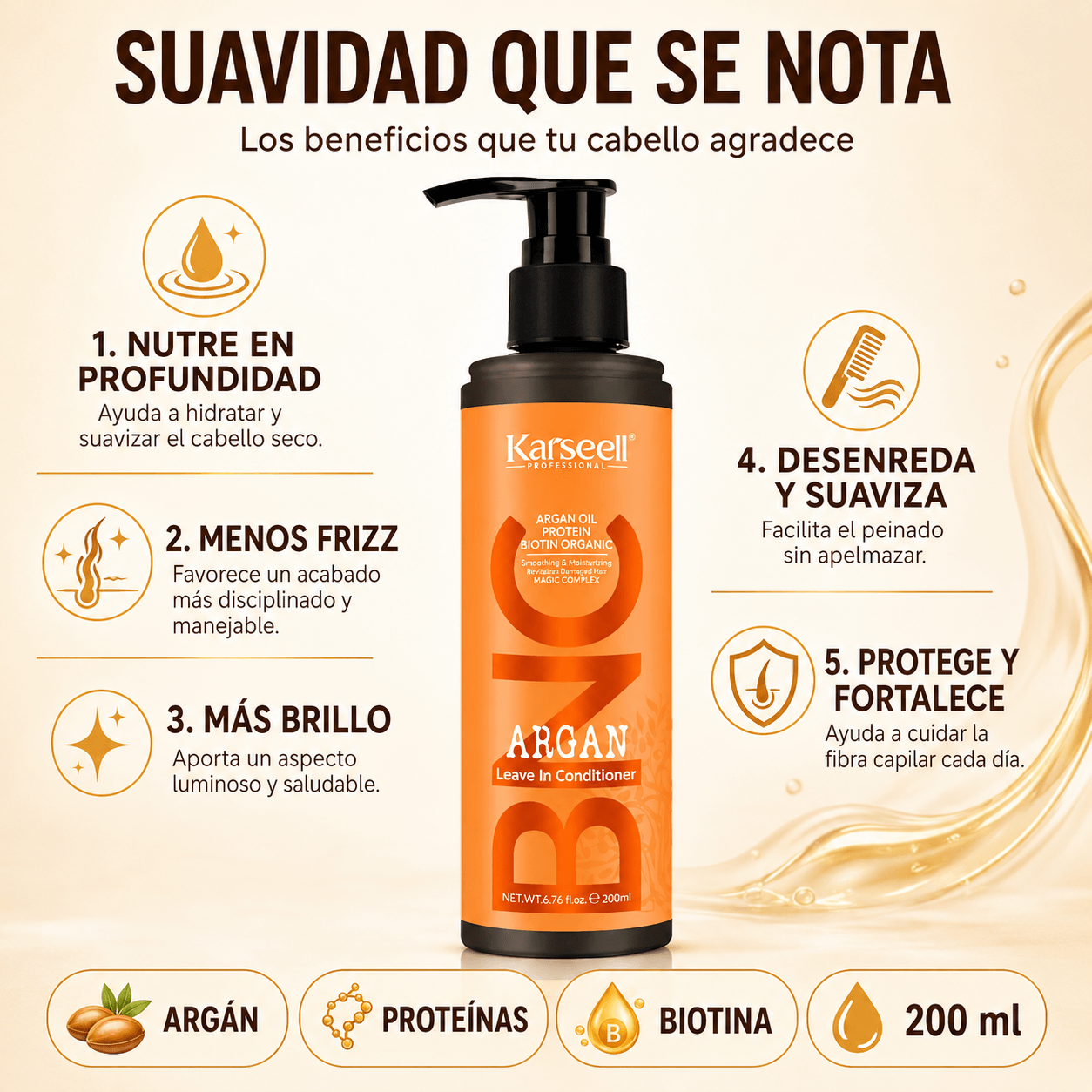 KARSEELL Acondicionador Capilar Sin Aclarado Leave In 200 ml