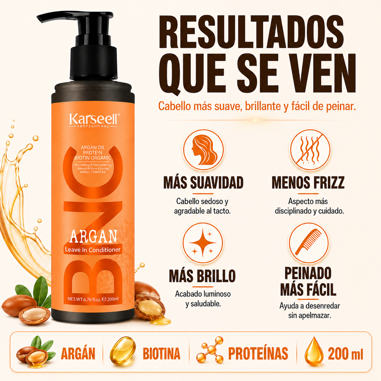 KARSEELL Acondicionador Capilar Sin Aclarado Leave In 200 ml