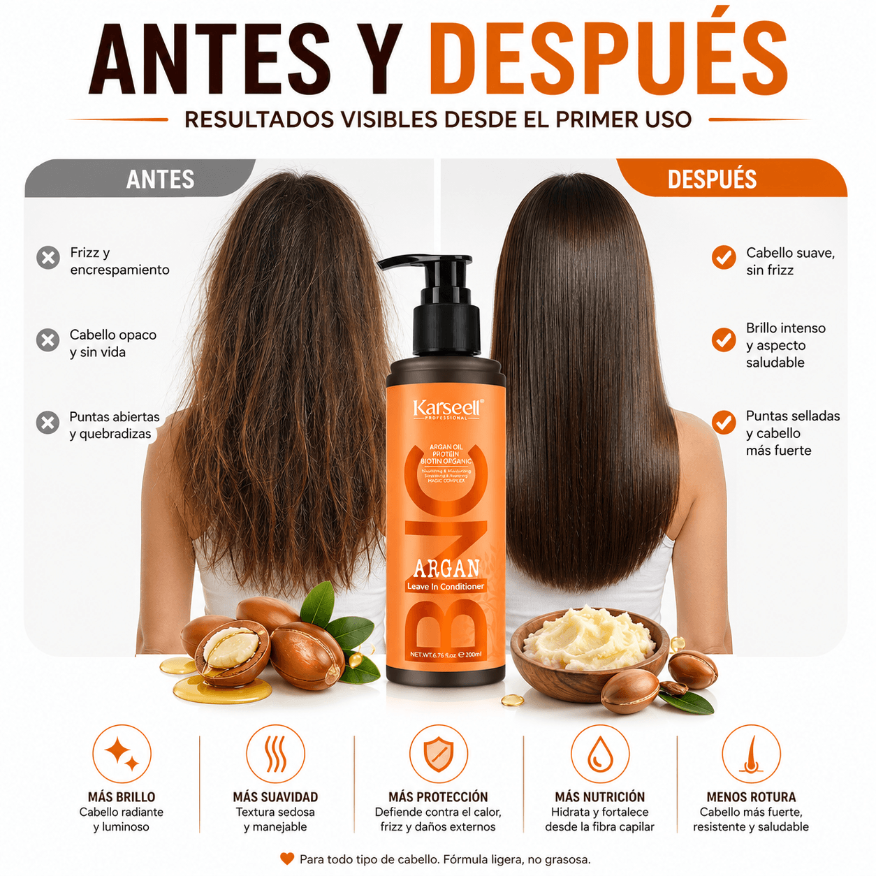 KARSEELL Acondicionador Capilar Sin Aclarado Leave In 200 ml