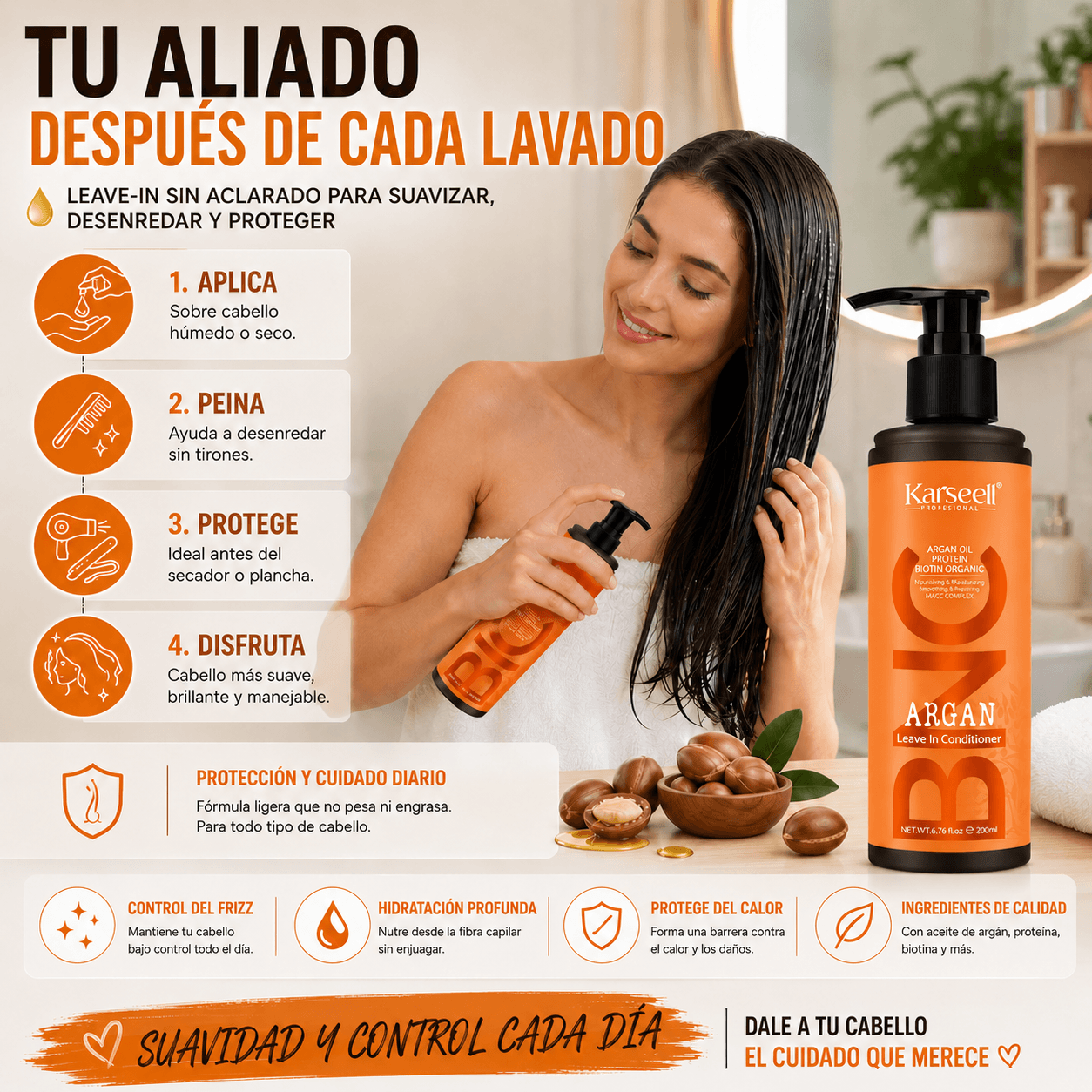 KARSEELL Acondicionador Capilar Sin Aclarado Leave In 200 ml