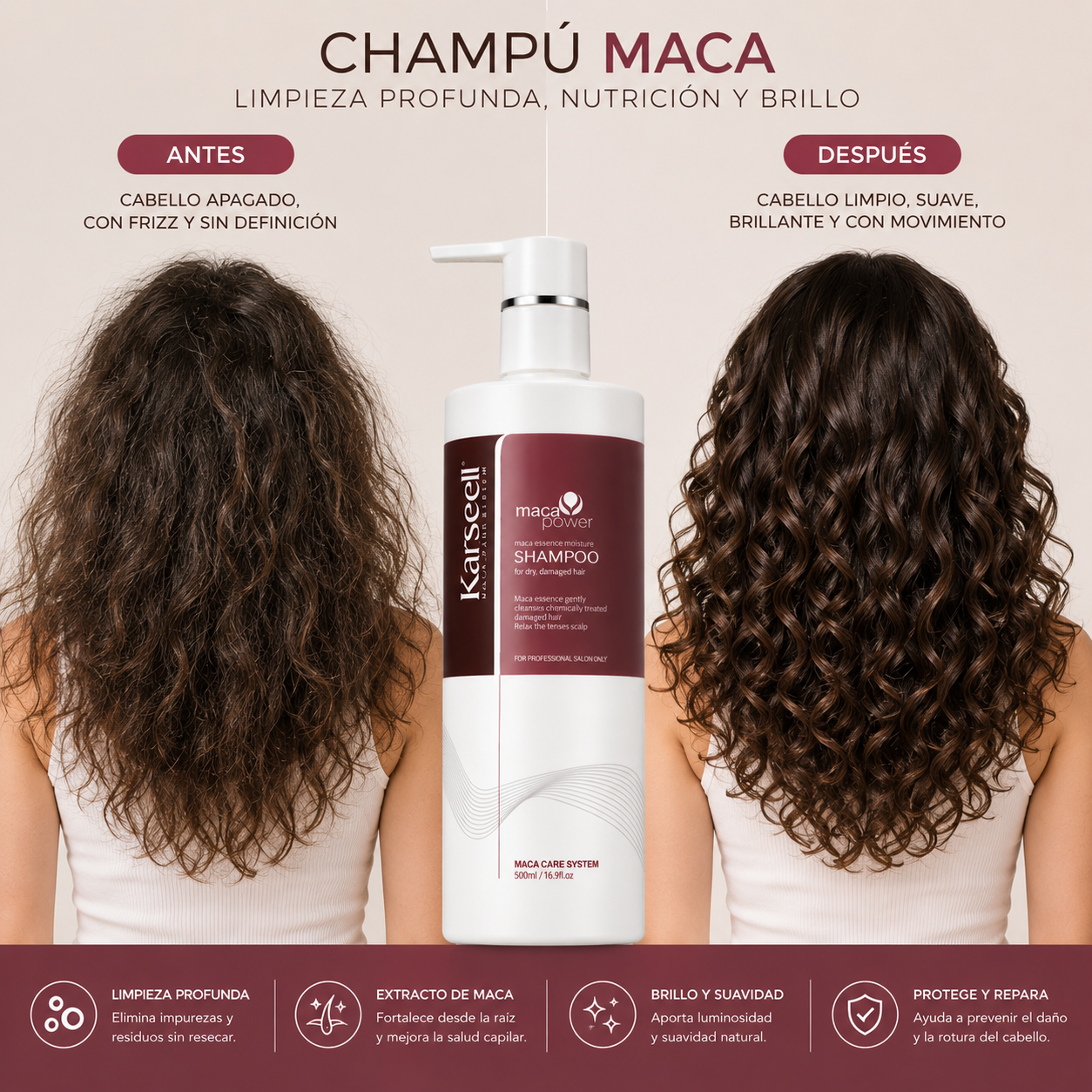 KARSEELL Champú Hidratante Profesional Maca Essence 500 ml