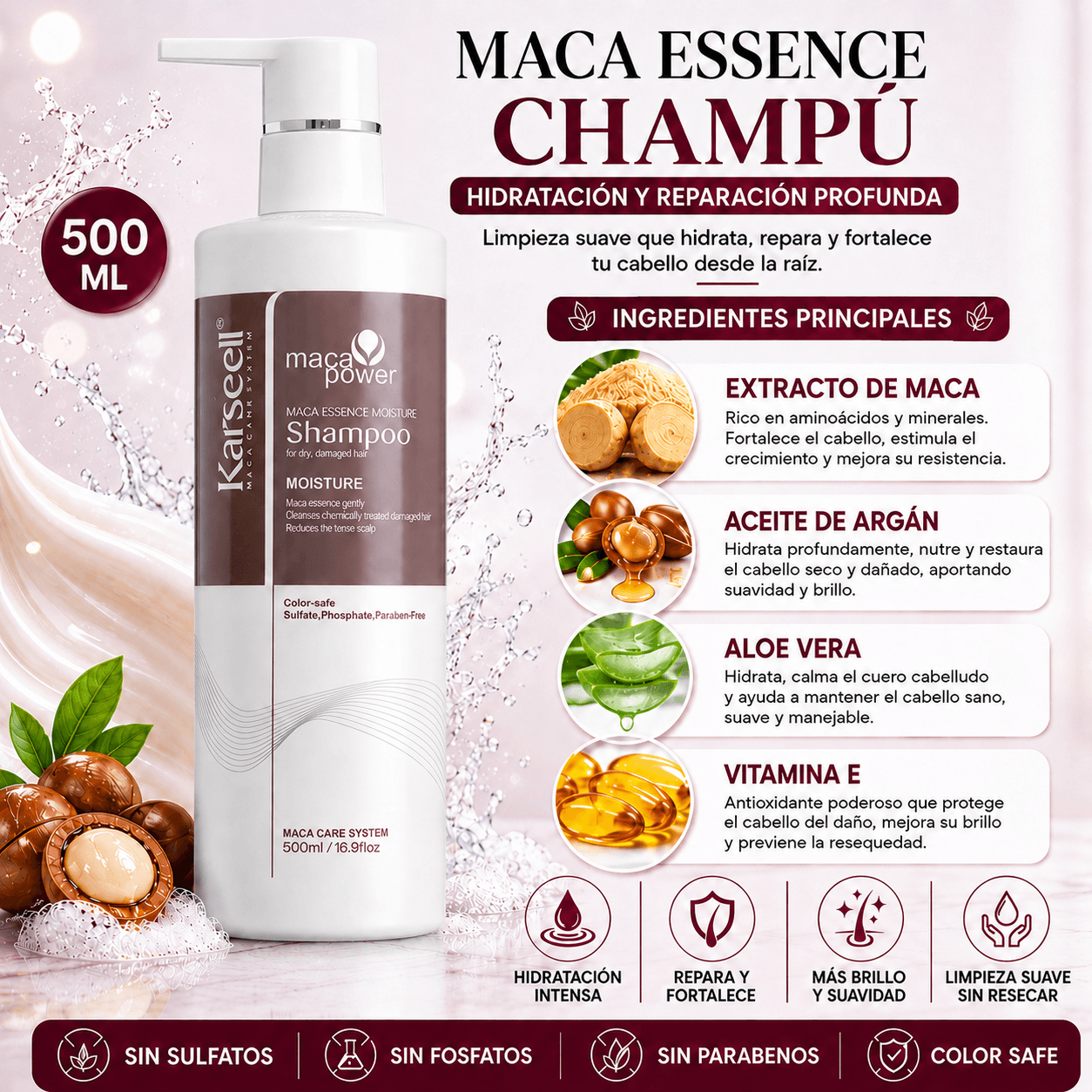 KARSEELL Champú Hidratante Profesional Maca Essence 500 ml