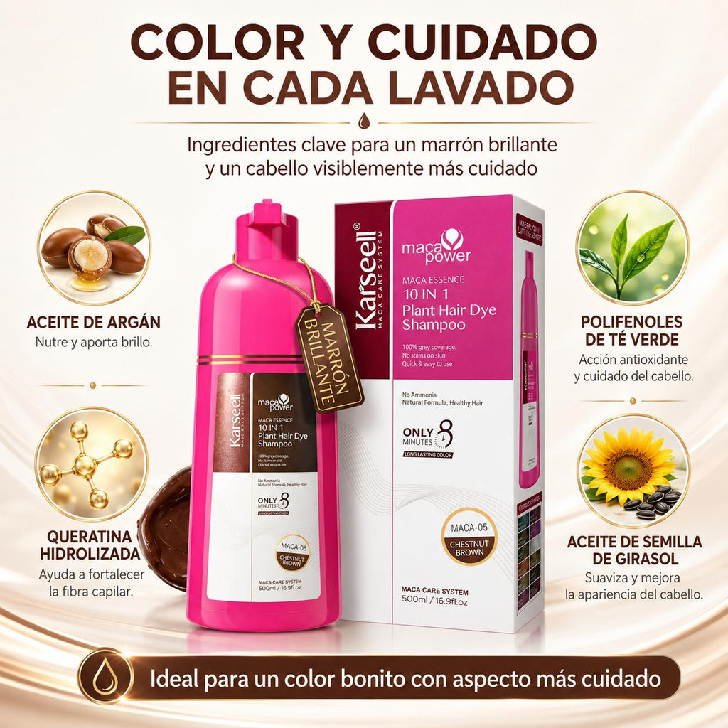 KARSEELL Champú Tinte Castaño Natural Chestnut Brown 500 ml