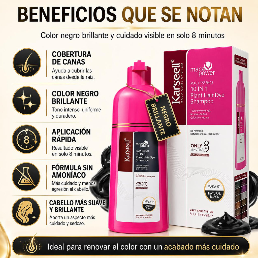KARSEELL Champú Tinte Negro Natural 500 ml