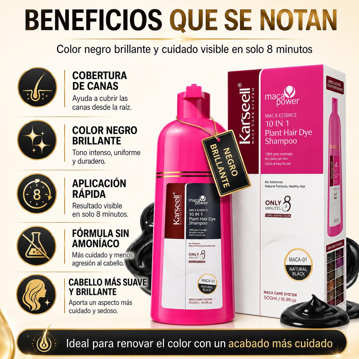 KARSEELL Champú Tinte Negro Natural 500 ml
