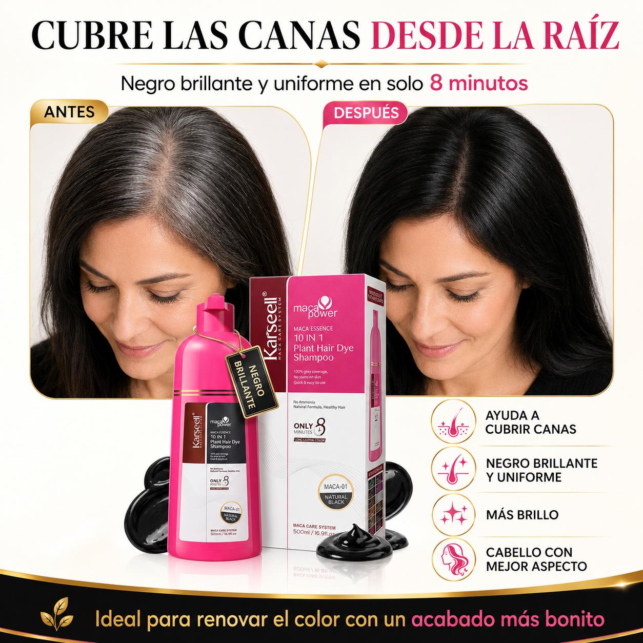KARSEELL Champú Tinte Negro Natural 500 ml