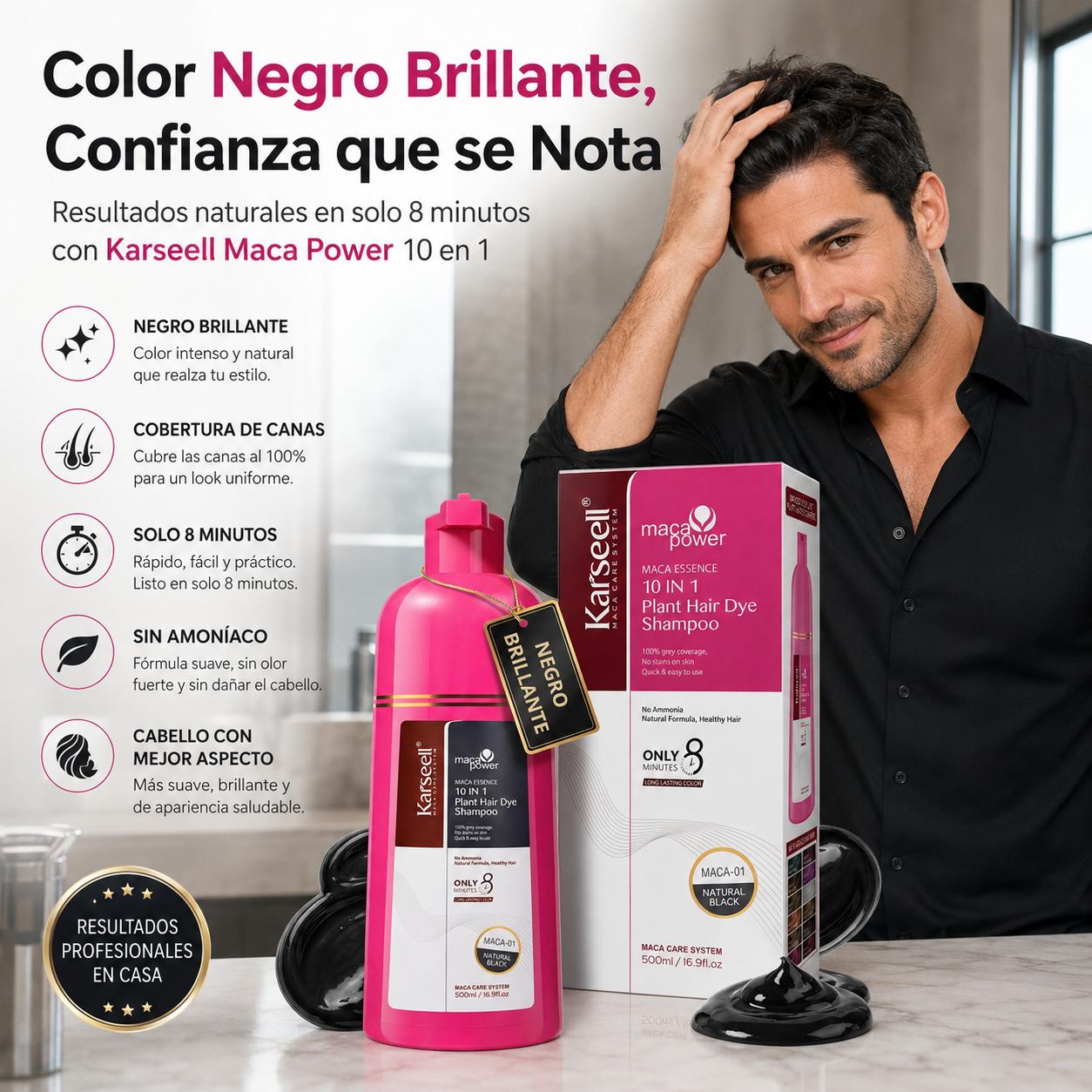 KARSEELL Champú Tinte Negro Natural 500 ml