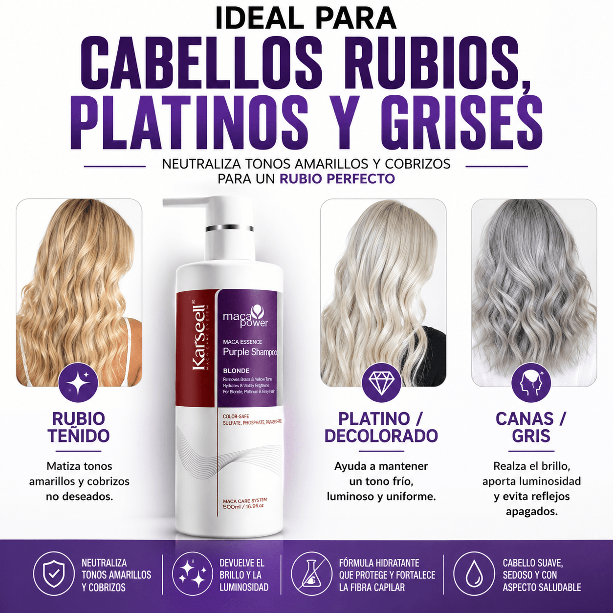 KARSEELL Champú Violeta Profesional Matizador 500 ml