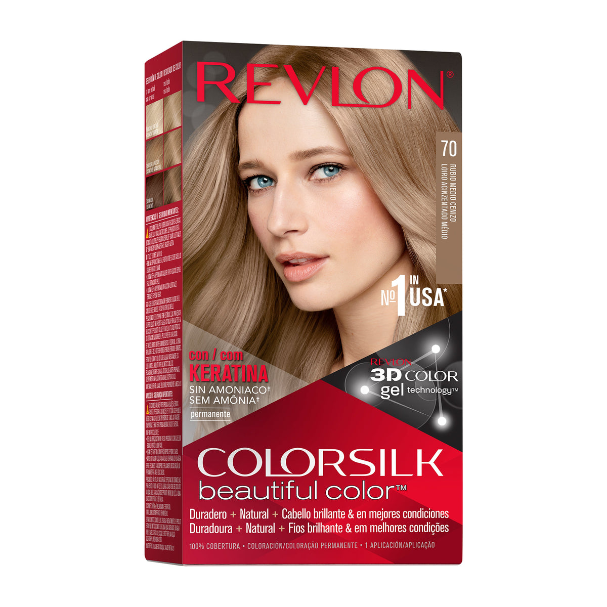 Revlon Colorsilk Tinte Sin Amoniaco - Rubio medio cenizo (070)