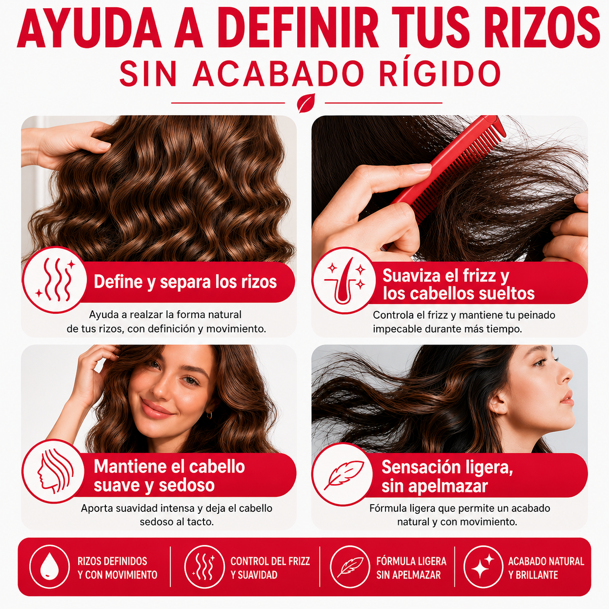 KARSEELL Crema Definidora de Rizos, Hidratante, Fijación Flexible 500 ml