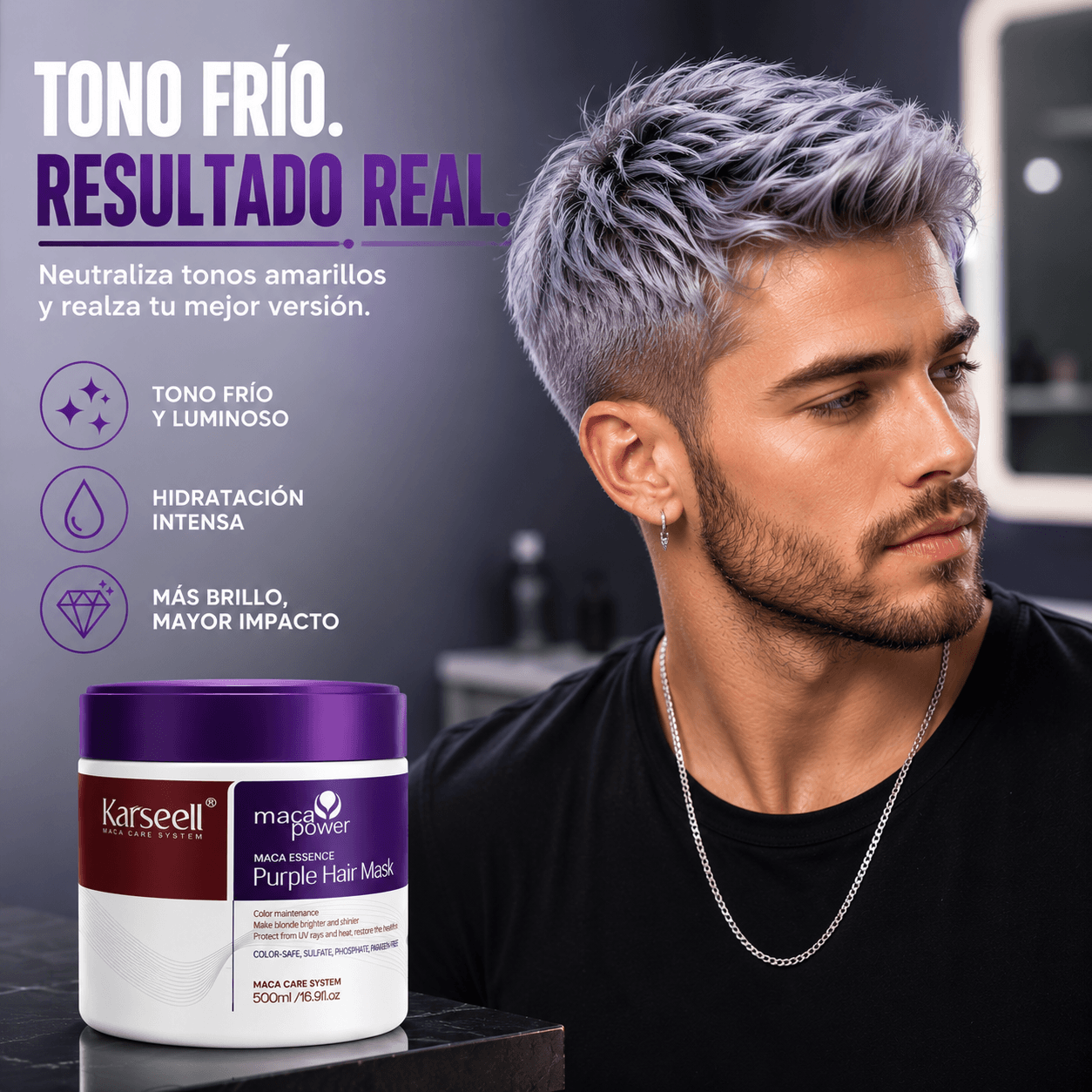 KARSEELL Pack Mascarilla Capilar de Colágeno 500 ml + Mascarilla Violeta Matizadora 500 ml