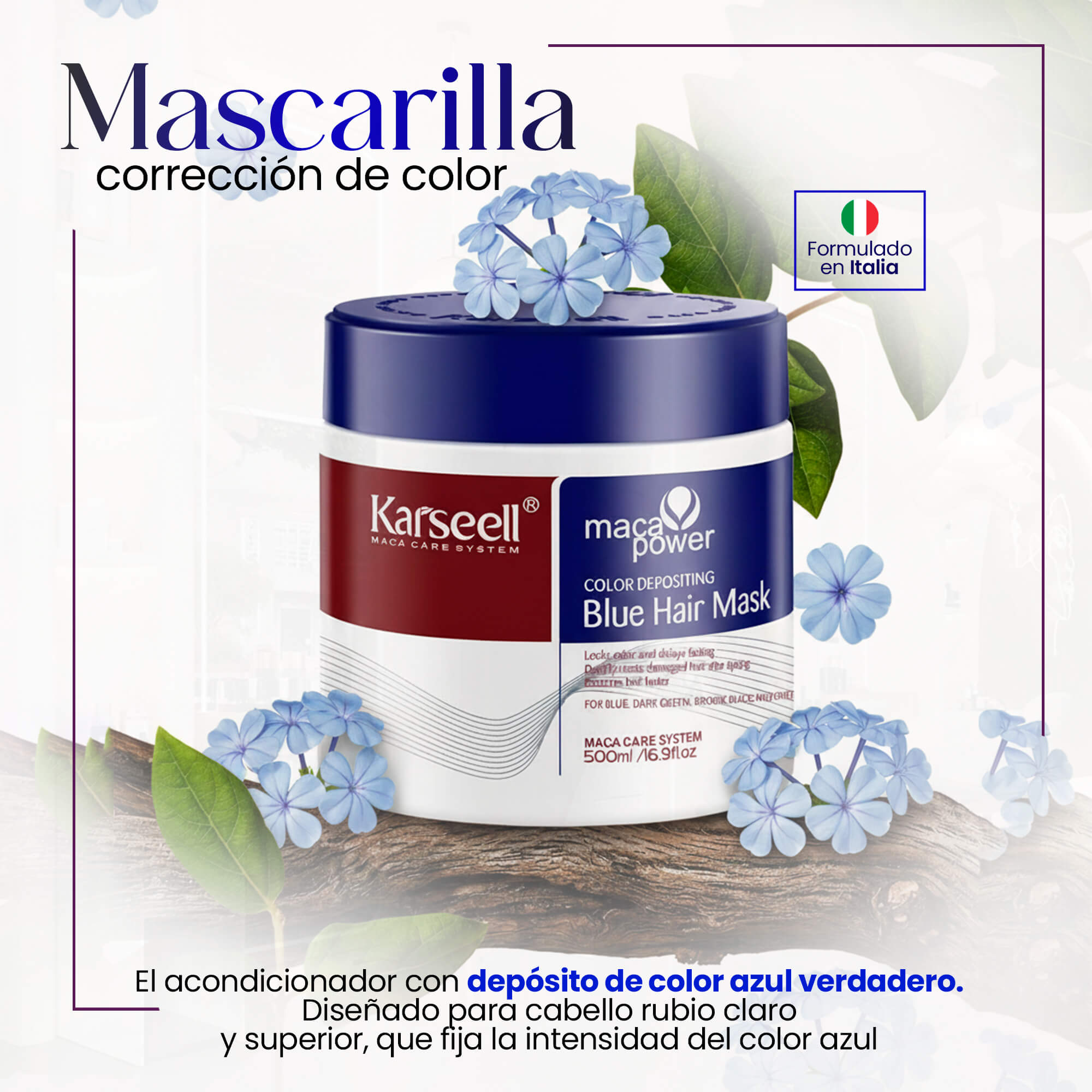 KARSEELL Mascarilla Capilar Pigmentante Azul 500 ml