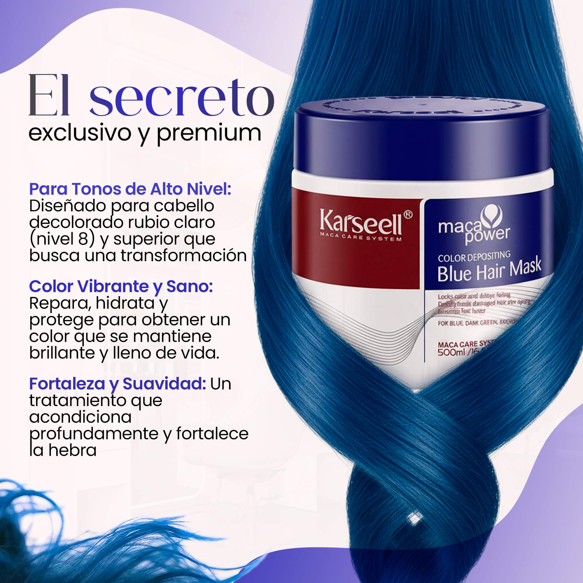 KARSEELL Mascarilla Capilar Pigmentante Azul 500 ml