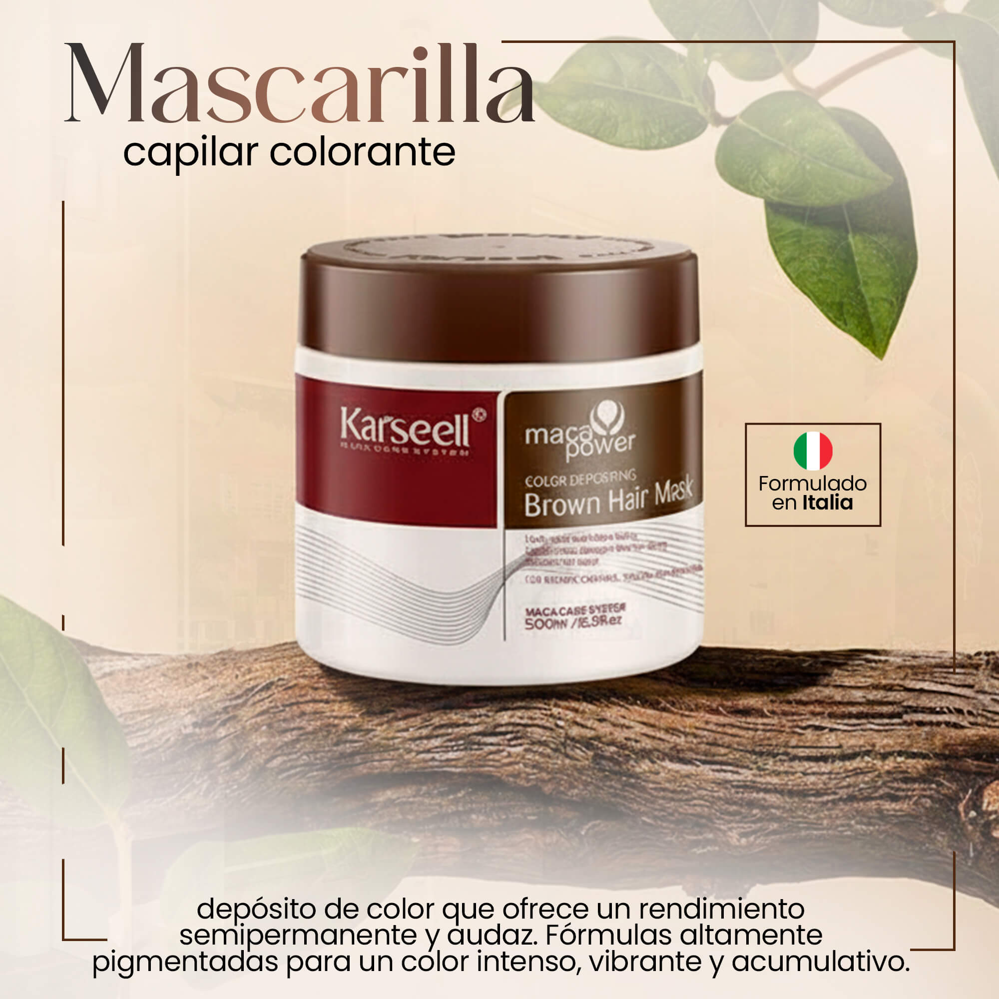 KARSEELL Mascarilla Capilar Pigmentante Marrón 500 ml