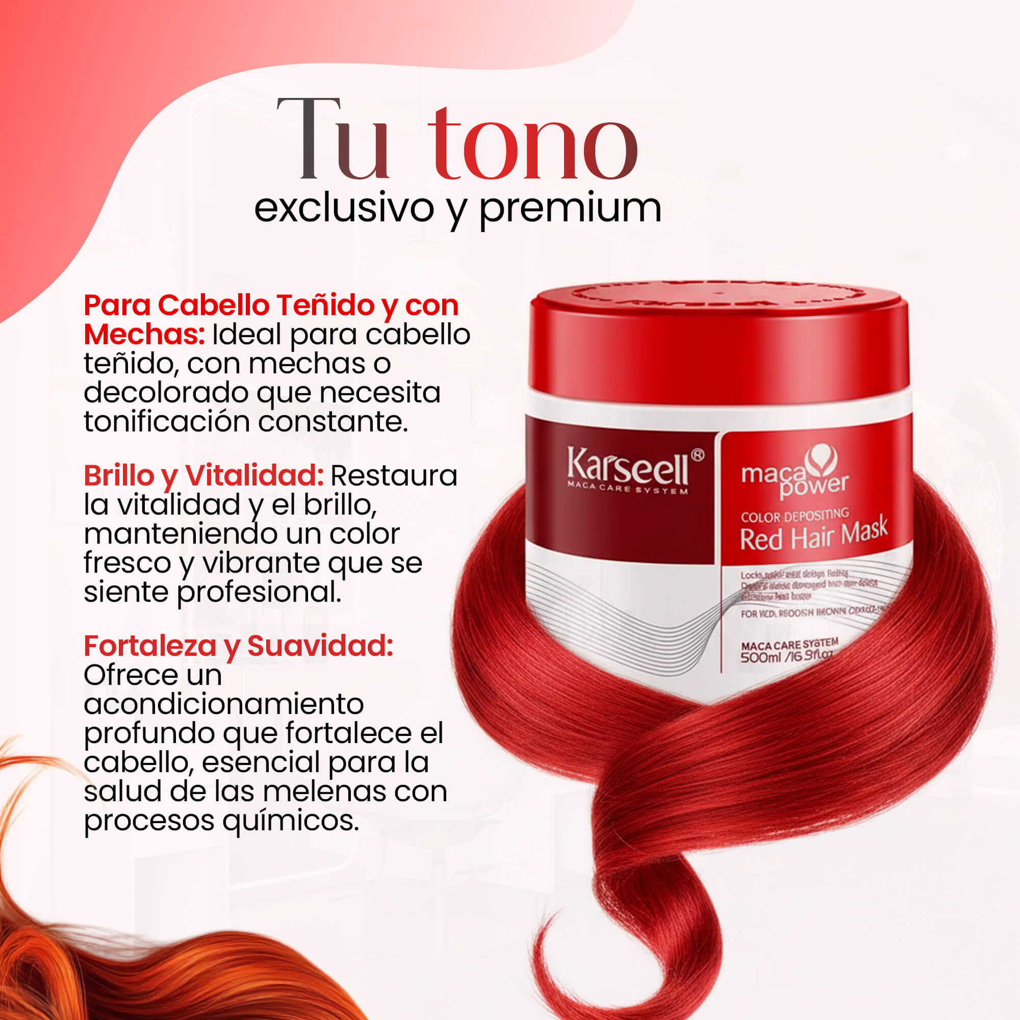 KARSEELL Mascarilla Capilar Pigmentante Roja 500 ml