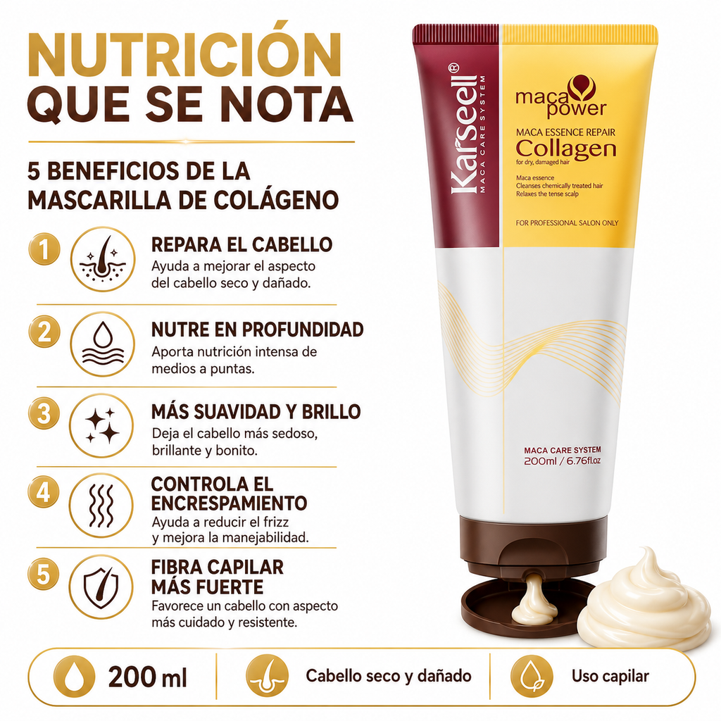 KARSEELL Mascarilla Capilar de Colágeno Formato Tubo 200 ml