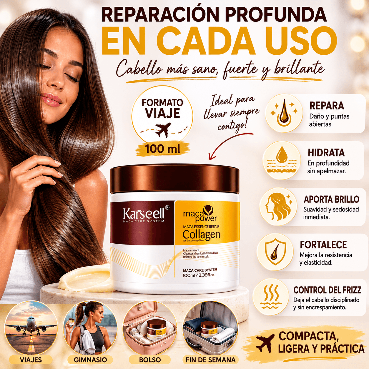 KARSEELL Mascarilla Capilar de Colágeno Formato Viaje 100 ml