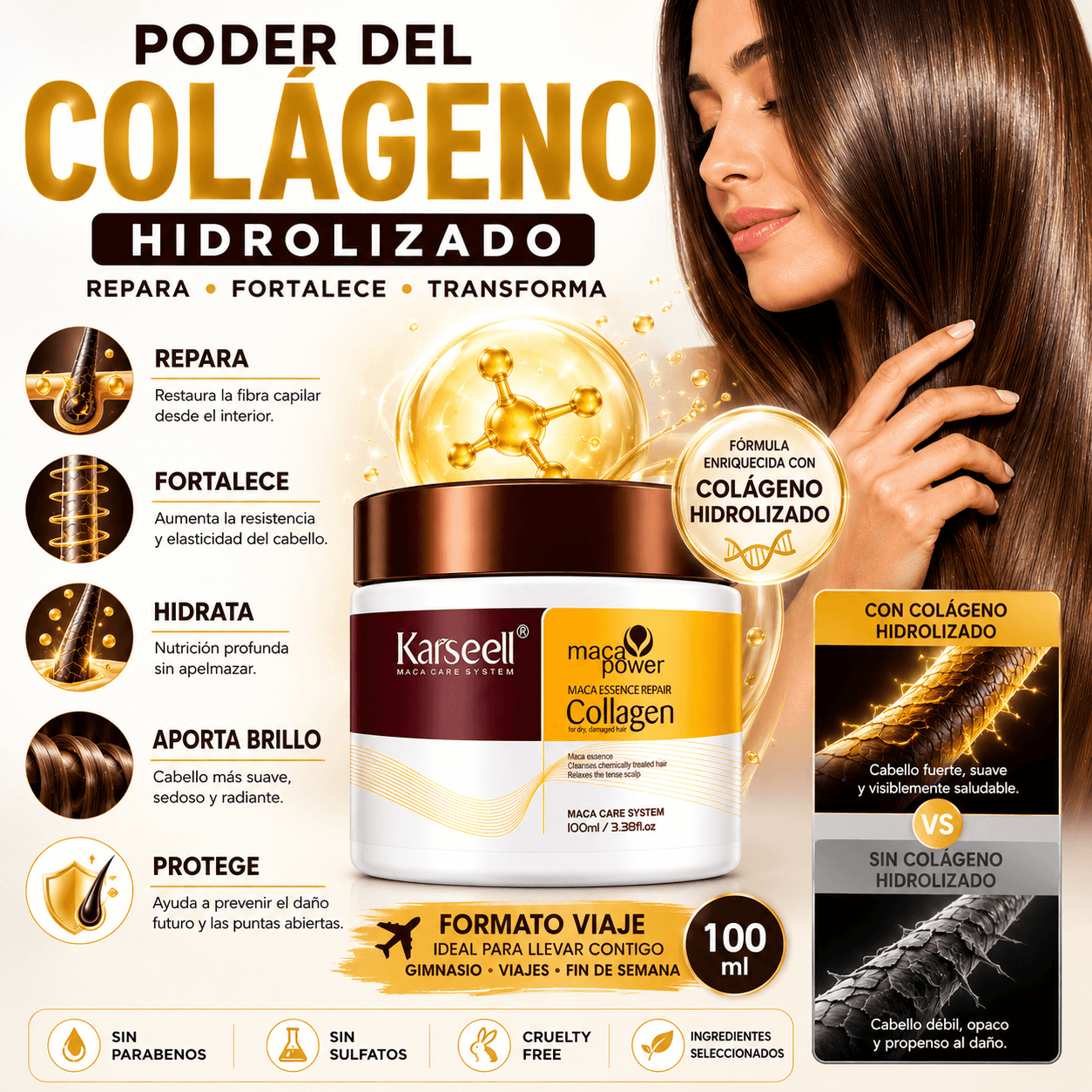 KARSEELL Mascarilla Capilar de Colágeno Formato Viaje 100 ml