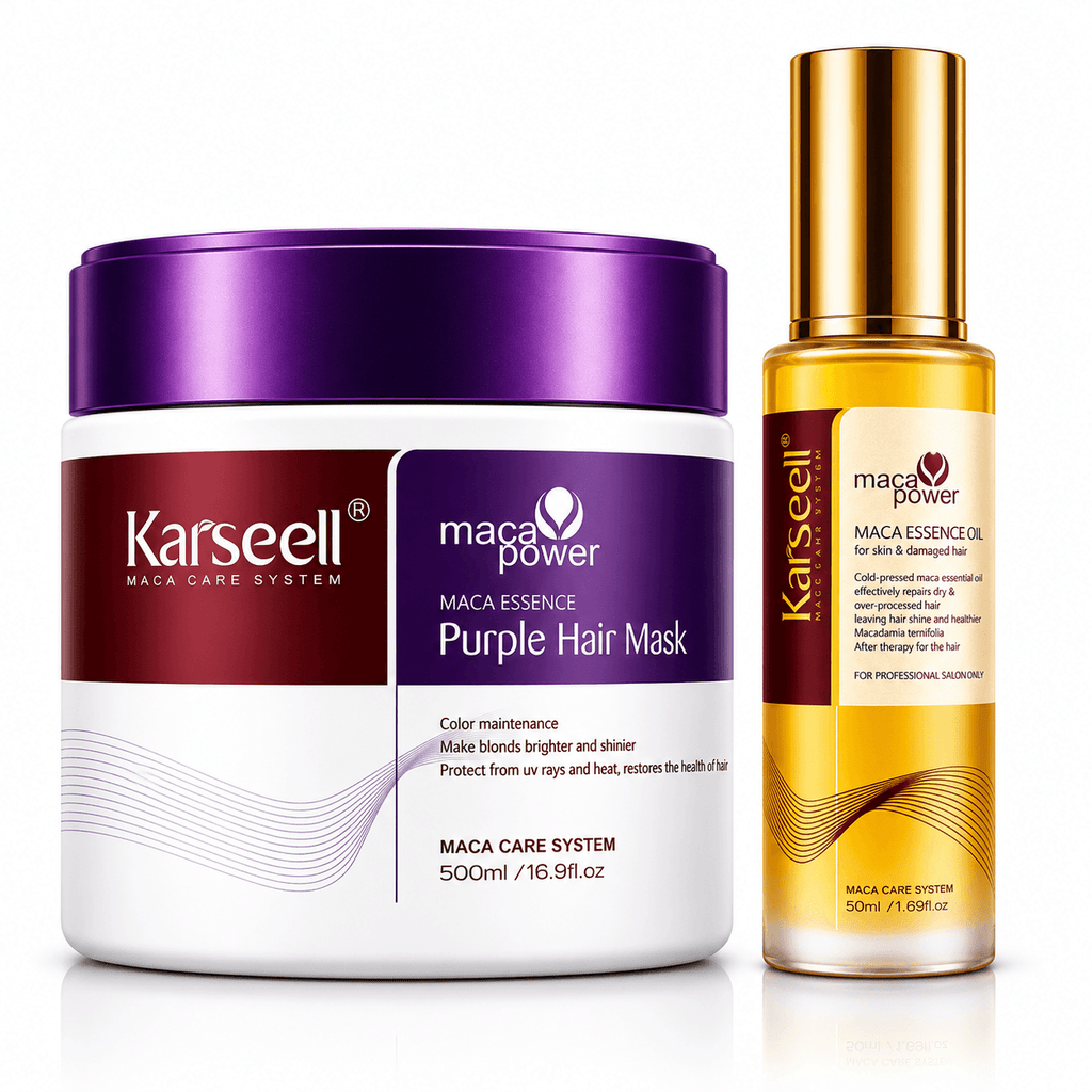 KARSEELL Pack Mascarilla Capilar Violeta Matizadora 500 ml + Sérum de Aceite de Argán 50 ml