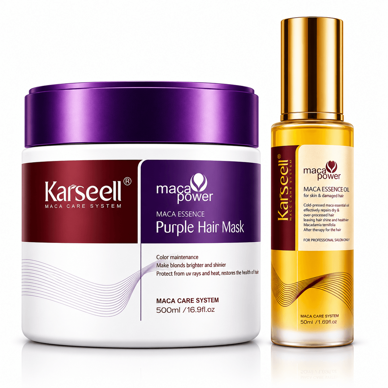 KARSEELL Pack Mascarilla Capilar Violeta Matizadora 500 ml + Sérum de Aceite de Argán 50 ml