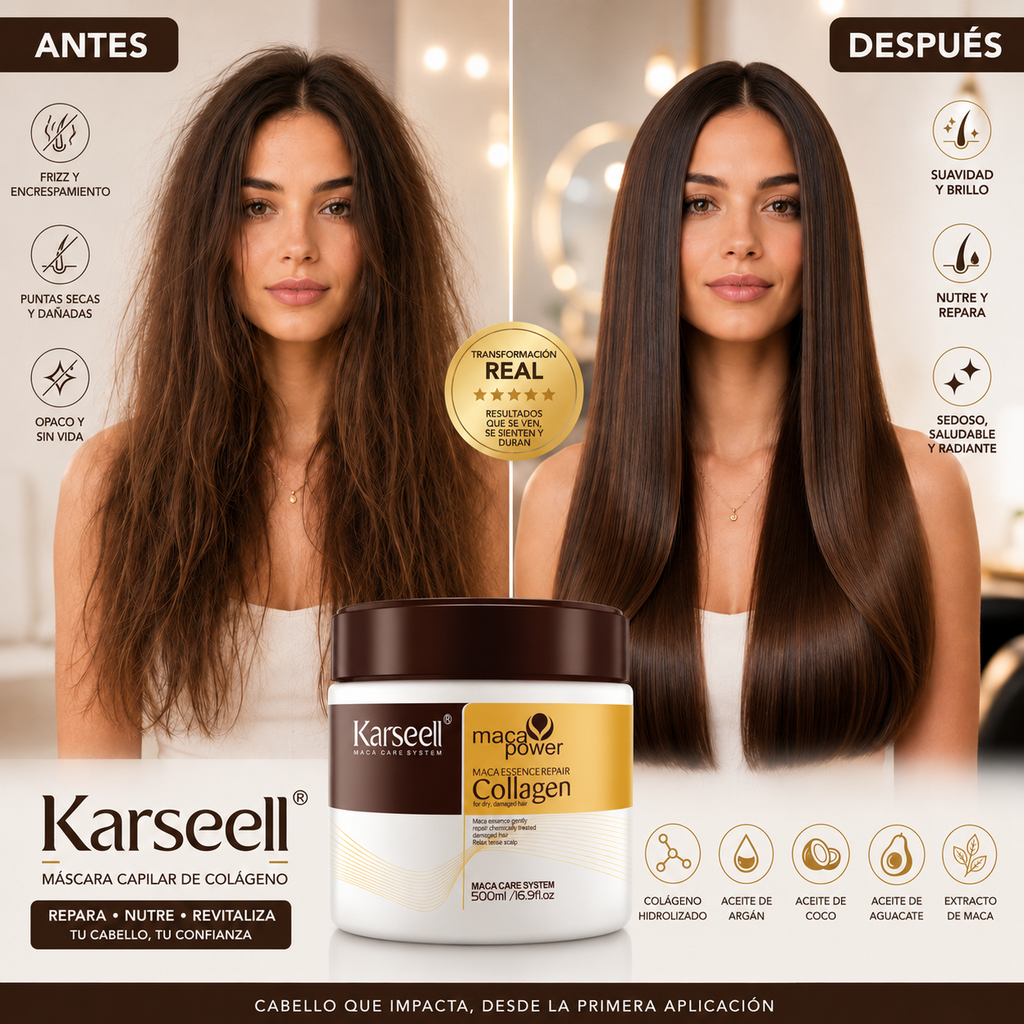 KARSEELL Pack de 2 - Mascarilla Capilar Profesional de Colágeno 2x500 ml