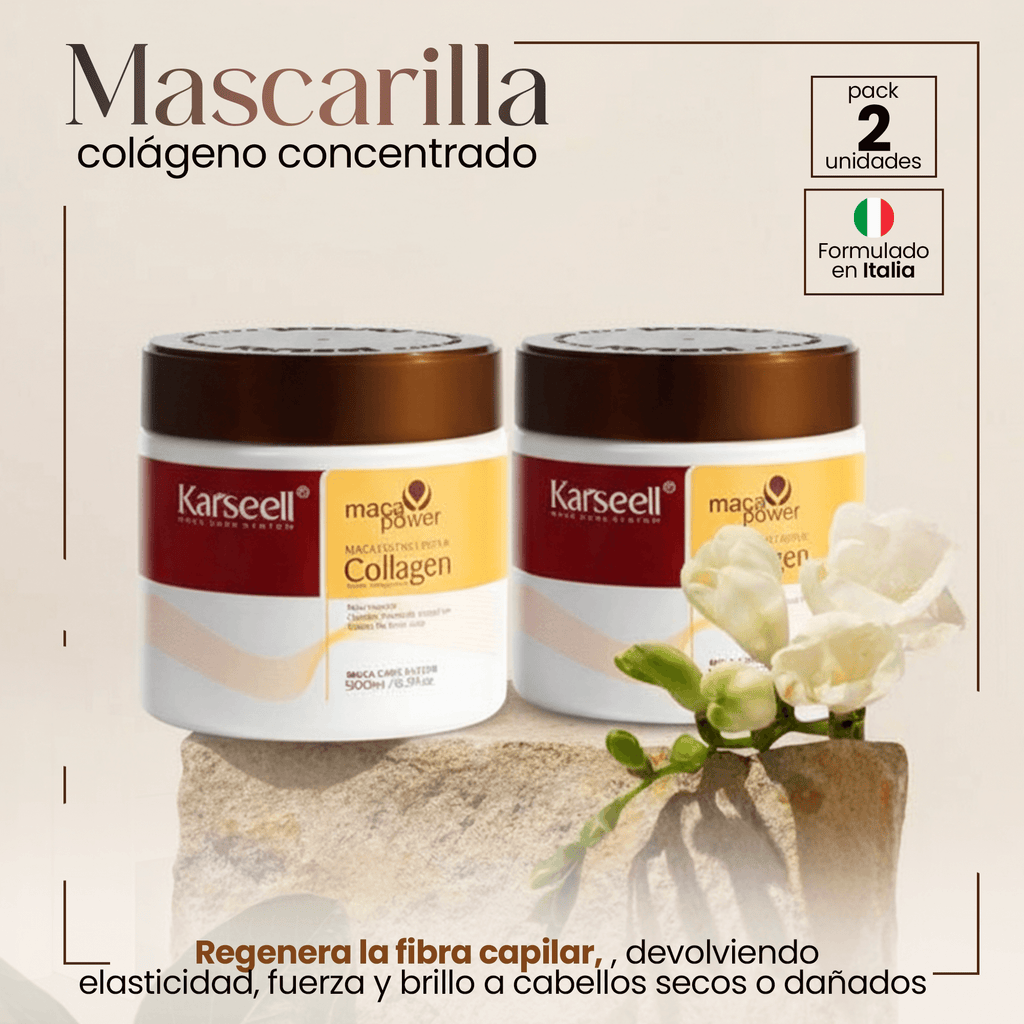 KARSEELL Pack de 2 - Mascarilla Capilar Profesional de Colágeno 2x500 ml