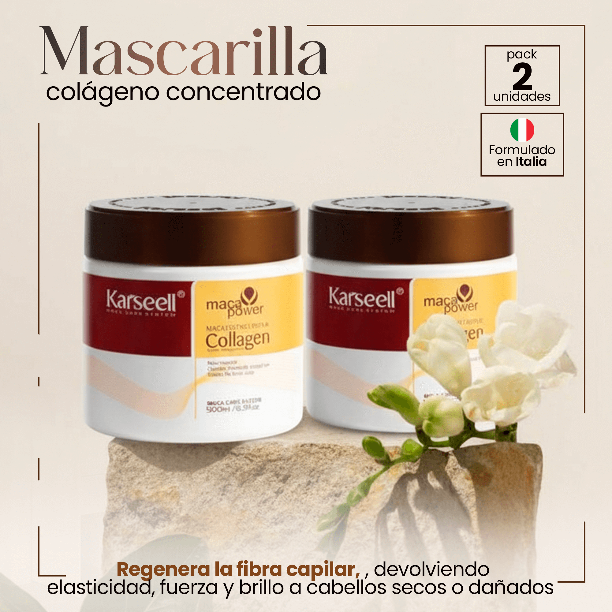 KARSEELL Pack de 2 - Mascarilla Capilar Profesional de Colágeno 2x500 ml