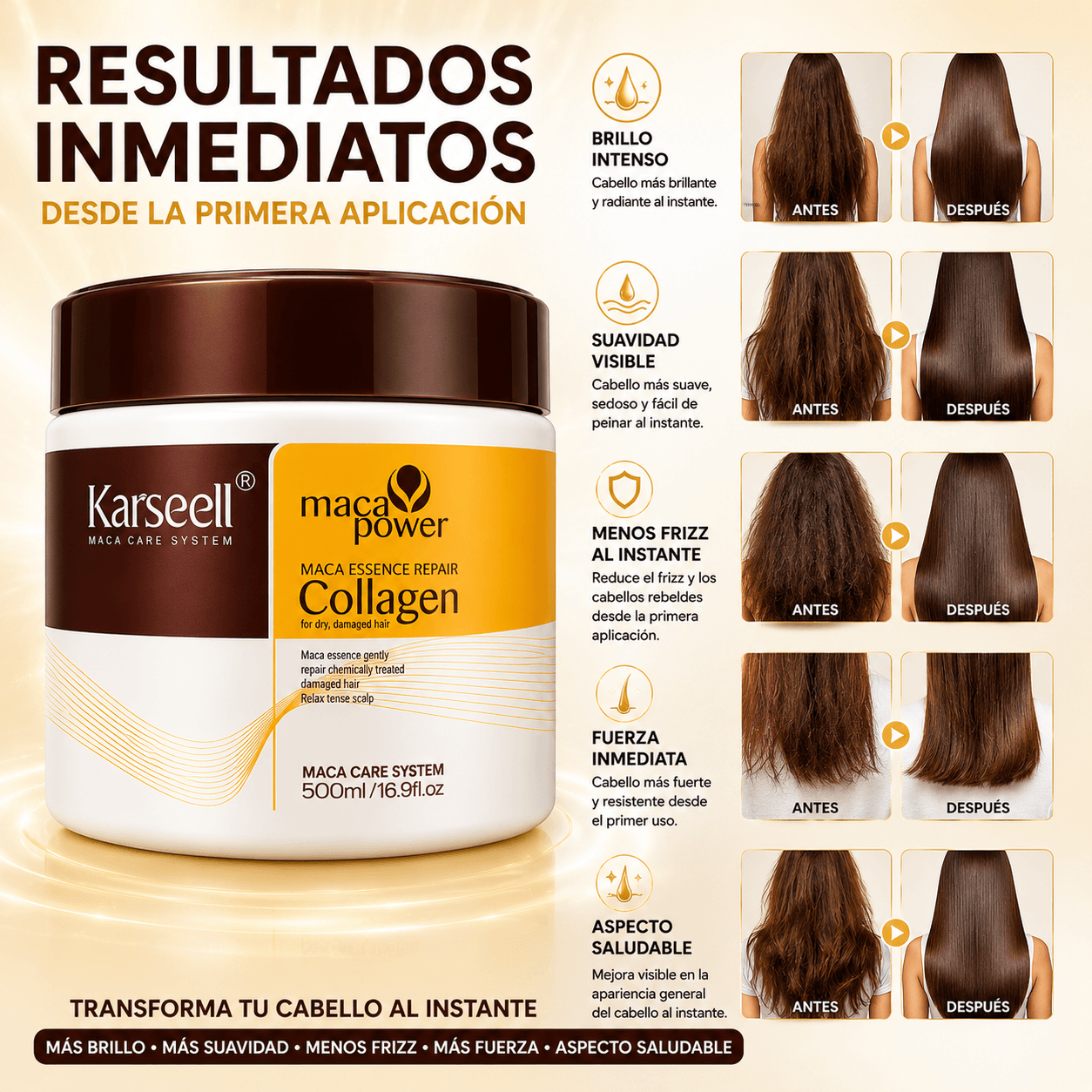 KARSEELL Pack de 2 - Mascarilla Capilar Profesional de Colágeno 2x500 ml