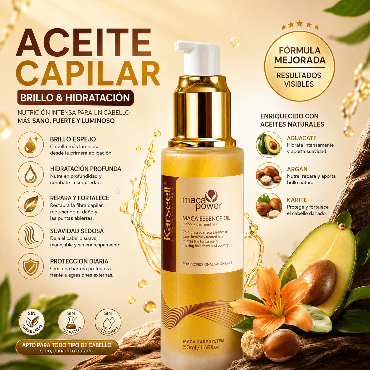 KARSEELL Pack 2 Sérum Capilar Profesional de Aceite de Argán 2x50 ml