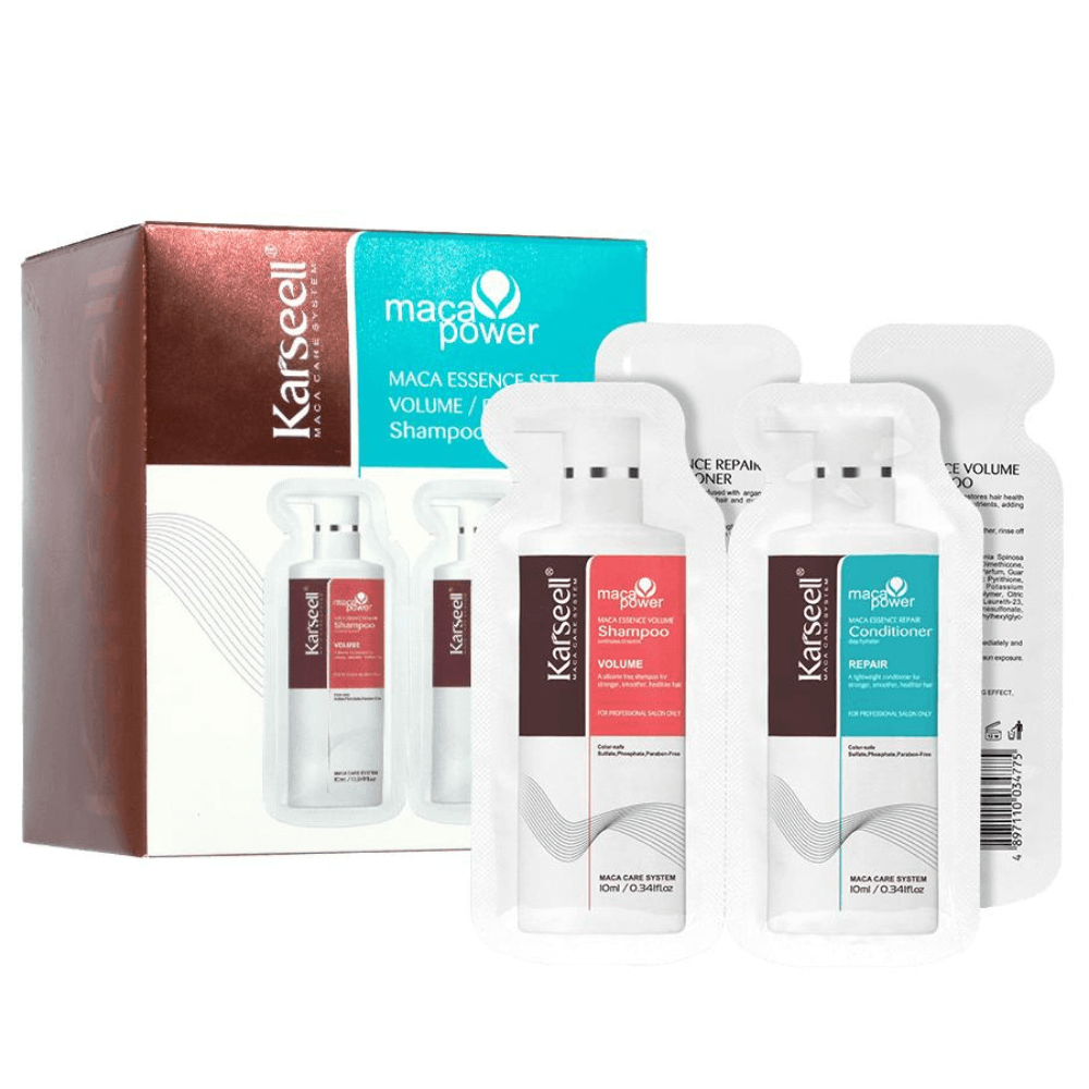 KARSEELL Pack 24 Dúos Champú Voluminizador y Acondicionador Reparador Monodosis 10 ml