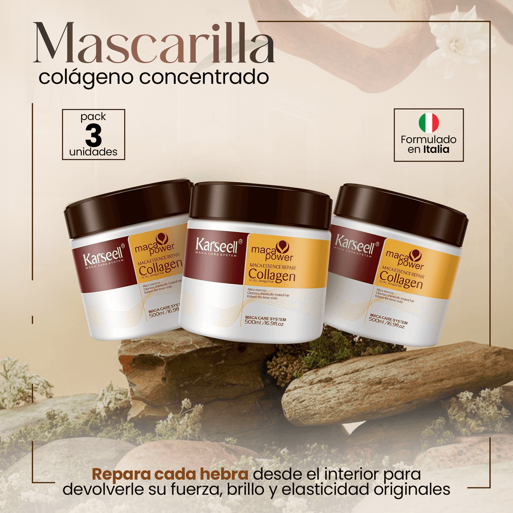 KARSEELL Pack de 3 - Mascarilla Capilar Profesional de Colágeno 3x500 ml