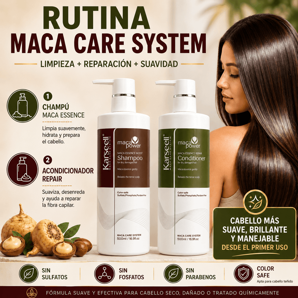 KARSEELL Pack Champú Hidratante Maca 500 ml + Acondicionador Reparador Maca 500 ml