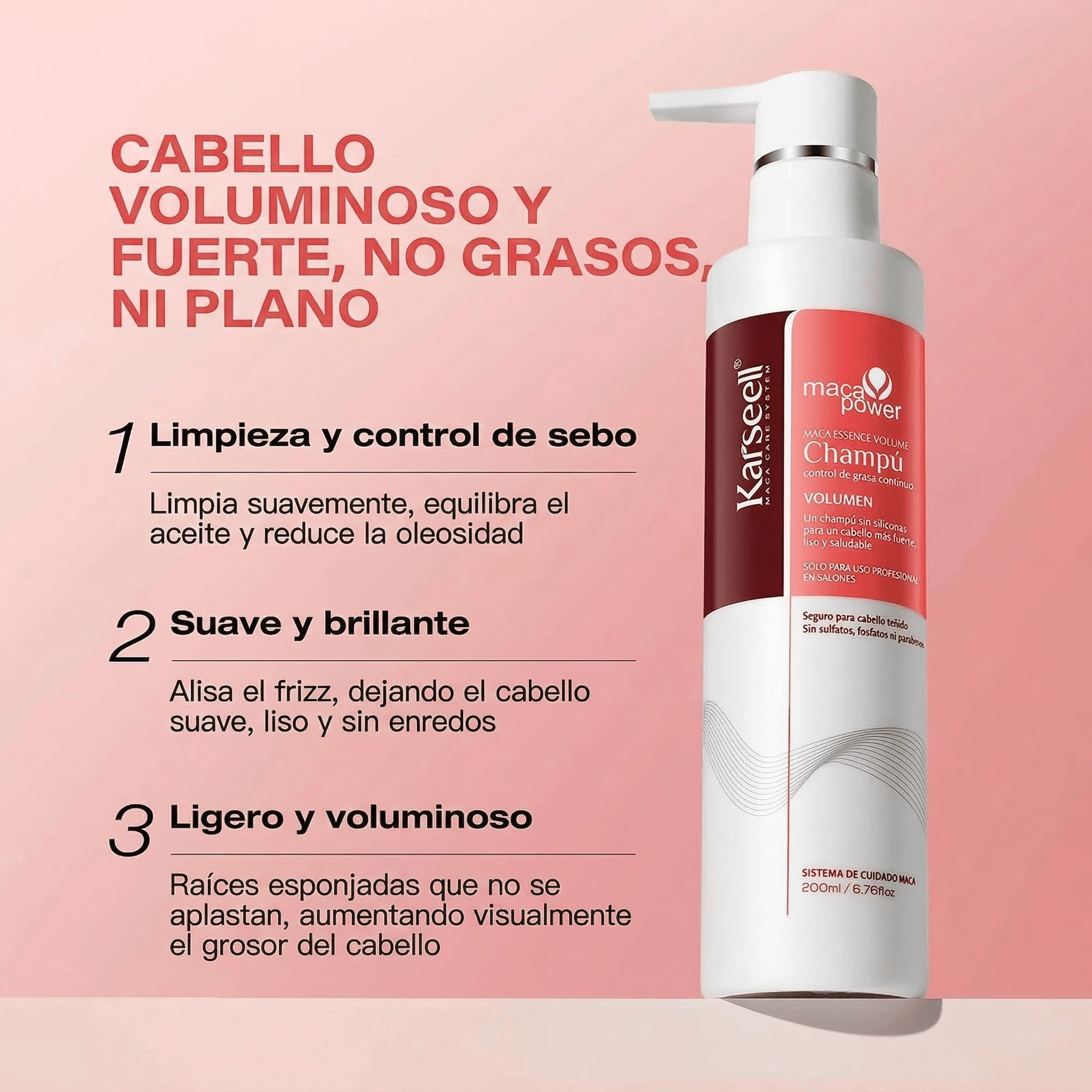 KARSEELL Pack Champú Voluminizador y Acondicionador Reparador 2x200 ml
