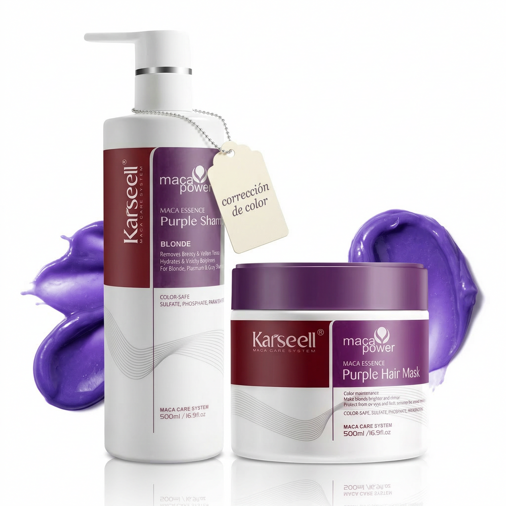 KARSEELL Pack Mascarilla Violeta Profesional Matizadora 500 ml + Champú Violeta 500 ml